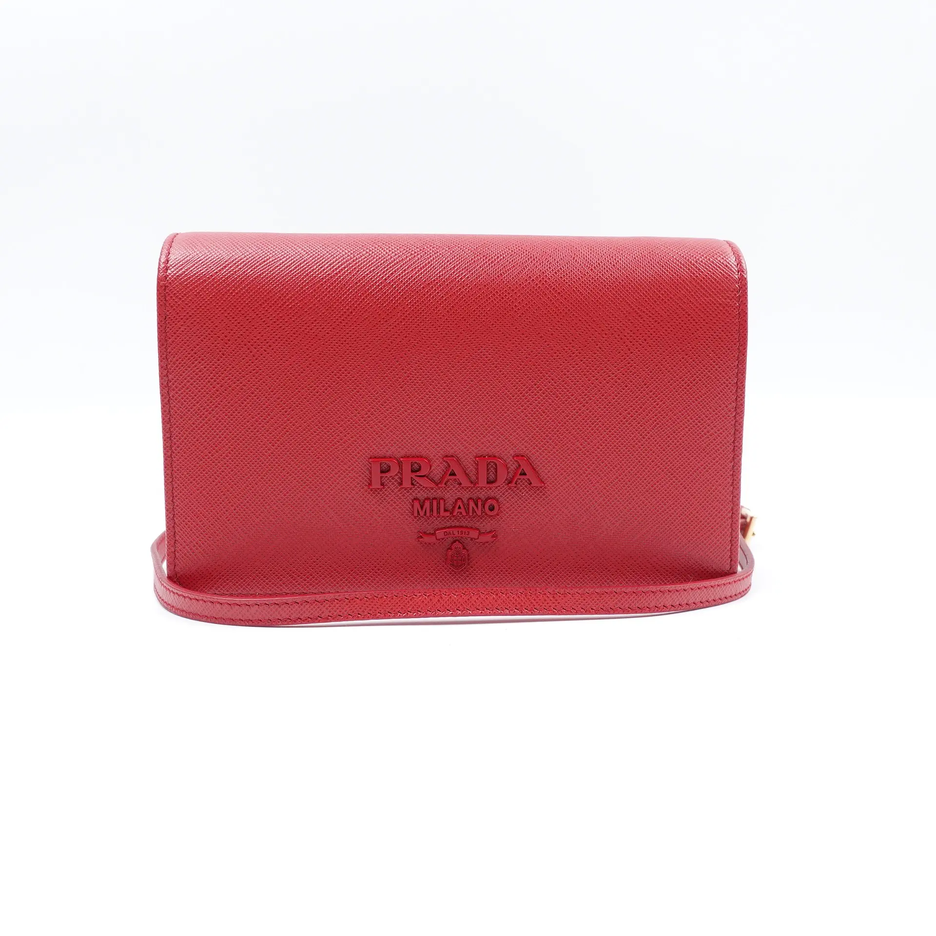 Pre-owned PRADA calfskin Shoulder Bags Red Shoulder Bag T10390251