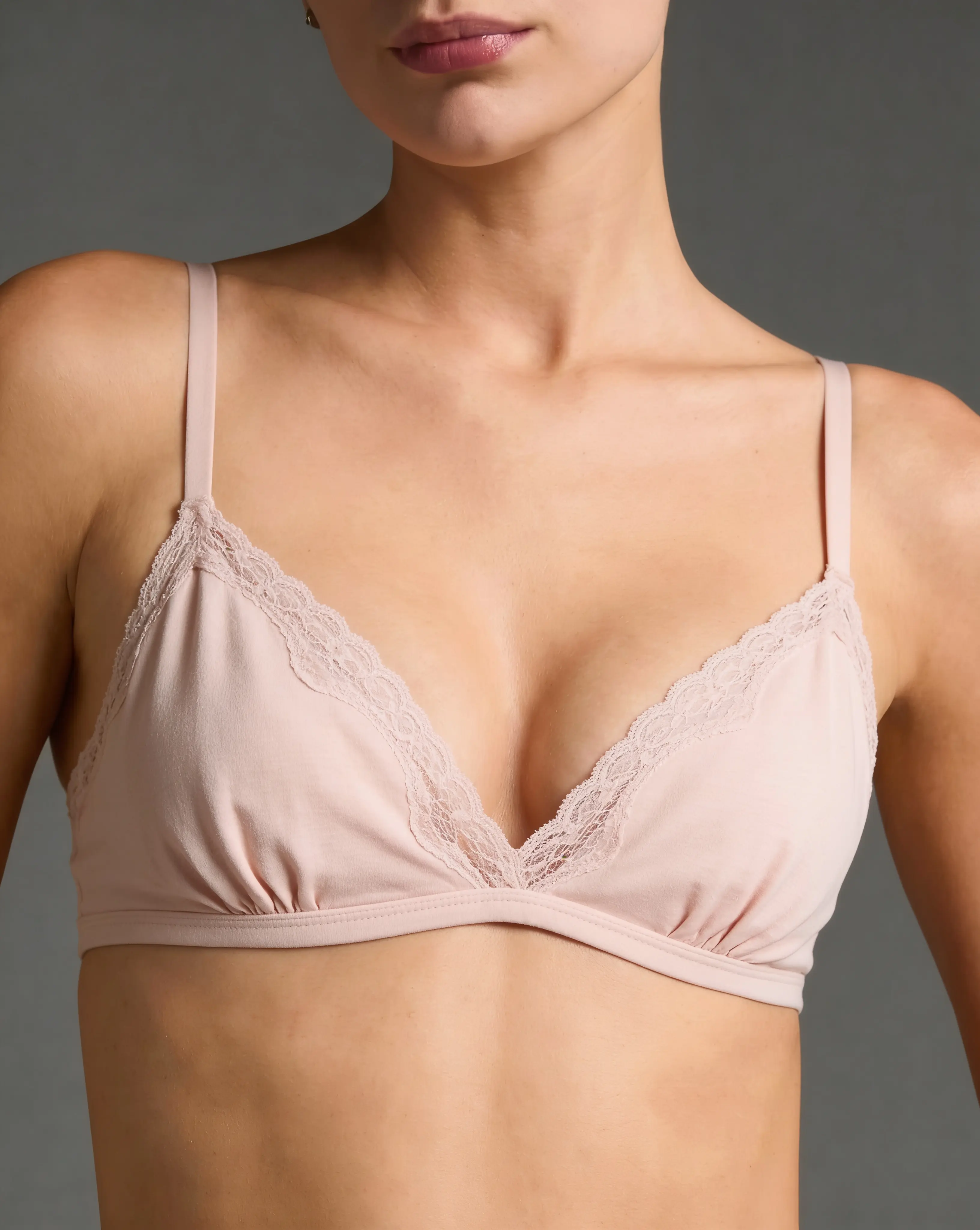 Women's Basic Vintage Cotton Bamboo Bralette - Thong Matching, Soft Breathable, Wireless Bra No Underwire with Light Natural Support for All-Day Wear, Lingerie