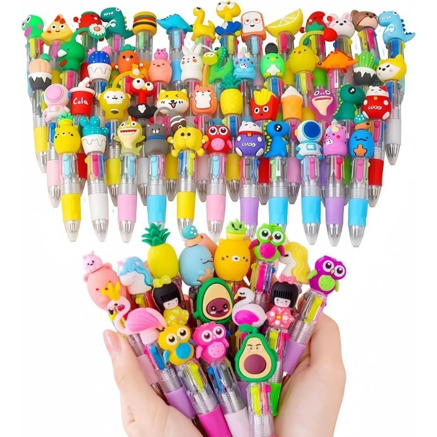 Random 20Pcs Mini Multicolor Pens in One 4-in-1 Cute Pens Bulk for Kids, Fun Kawaii Ballpoint Pen for Birthdays and Children's Party Favors Gifts, Teacher School Supplies Thanksgiving Gift Student Gift Valentine's Day gift Writing Pens