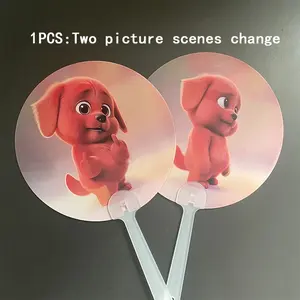 2d3d Puppy Cartoon Fan, Cute Transforming Animation Handheld Fan, Creative Round Shape, Daily Sun Protection, Cool and Refreshing
