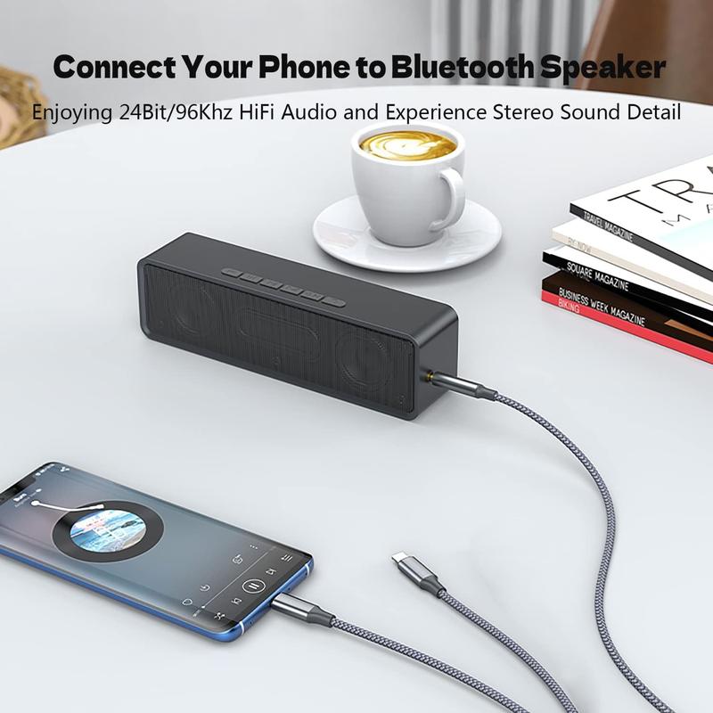 Aux Audio  for , 2 in 1 USB C to 3.5mm Aux Audio Lightning to 3.5mm Audio  Fit with  16 15 Plus/14/13/12/11/XR, Galaxy S24/S23/S22, Pixel 8/7/6/5, iPad to  Stereo Speaker 4FT