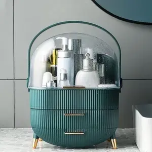 Multifunctional Makeup Organizer Box with Lid, Makeup Tool Organizer, Dustproof Waterproof Cosmetic Storage Case, Desktop Drawer Organizer for Vanity Table