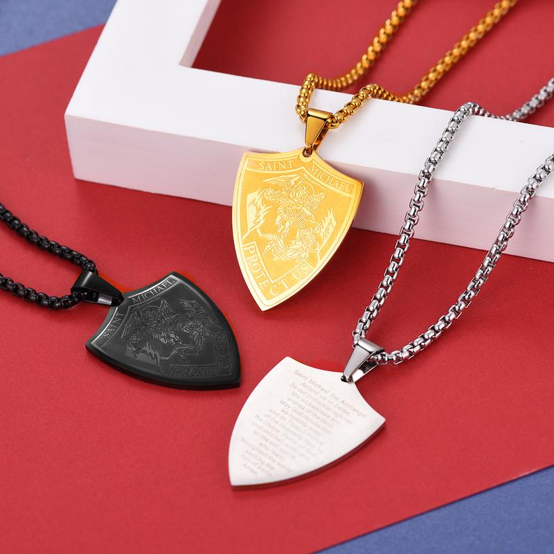 FatihHeart the Archangel Necklace Catholic Saint Pendant Necklace Stainless Steel FatihHeart the Archangel Necklace Catholic Saint Pendant Necklace Stainless Steel