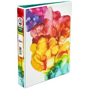 Avery Mini 3 Ring Binder, Holds 5.5" x 8.5" Paper, 1" Round Rings, 175-Sheet Capacity, 1.4 Inch Wide Spine, Rainbow Inkblot Design (18714)