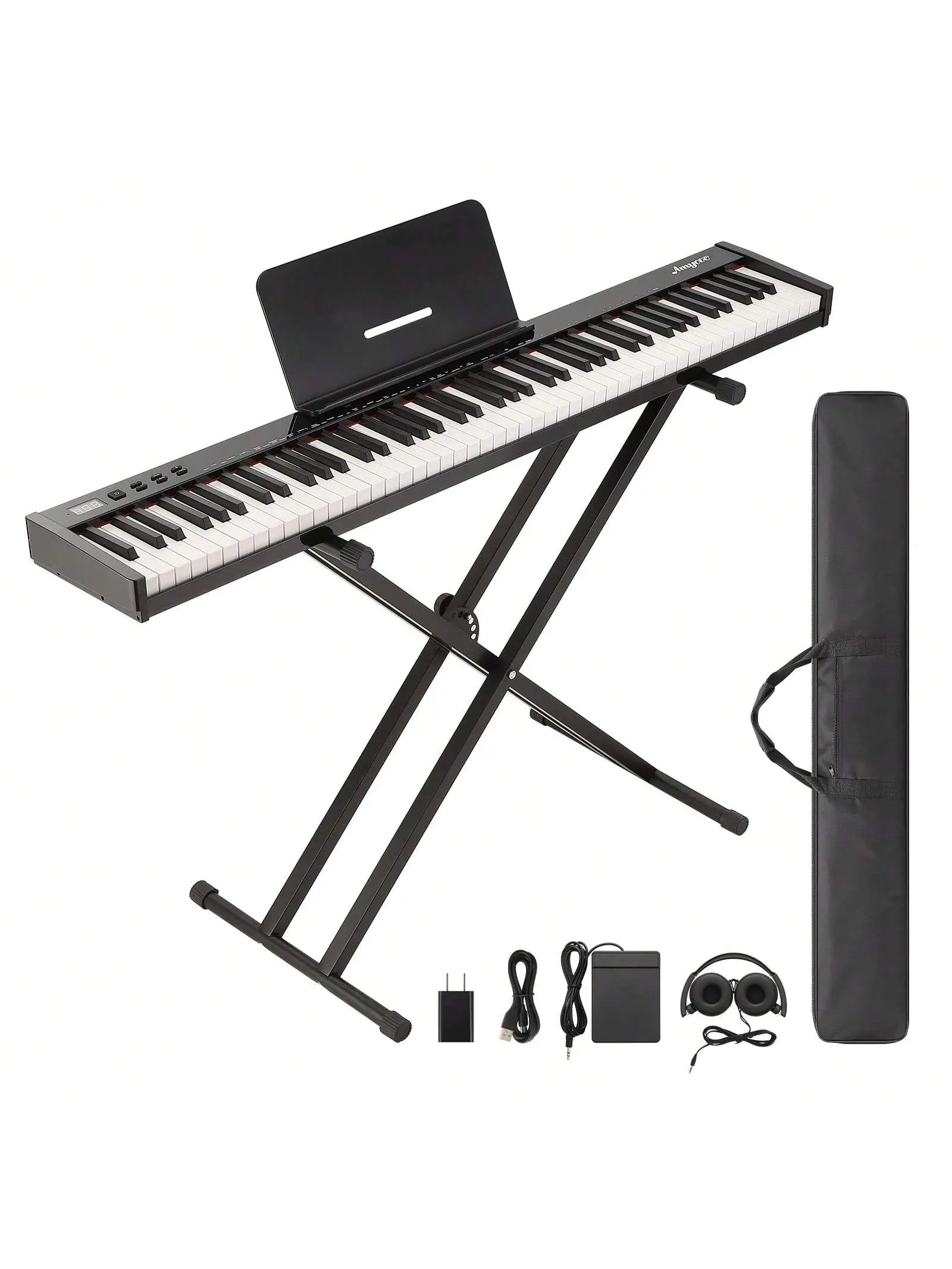 【Christmas Gift】Piano Keyboard 88 Keys Semi-Weighted, Full-Size Electric Keyboard Piano For Beginners,Portable Keyboard With Stand,Headphones,Sustain Pedal,Handbag,Bluetooth, USB MIDI - With Stand/Without Stand Multifunction Black