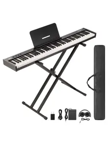 【Christmas Gift】Piano Keyboard 88 Keys Semi-Weighted, Full-Size Electric Keyboard Piano For Beginners,Portable Keyboard With Stand,Headphones,Sustain Pedal,Handbag,Bluetooth, USB MIDI - With Stand/Without Stand Multifunction Black