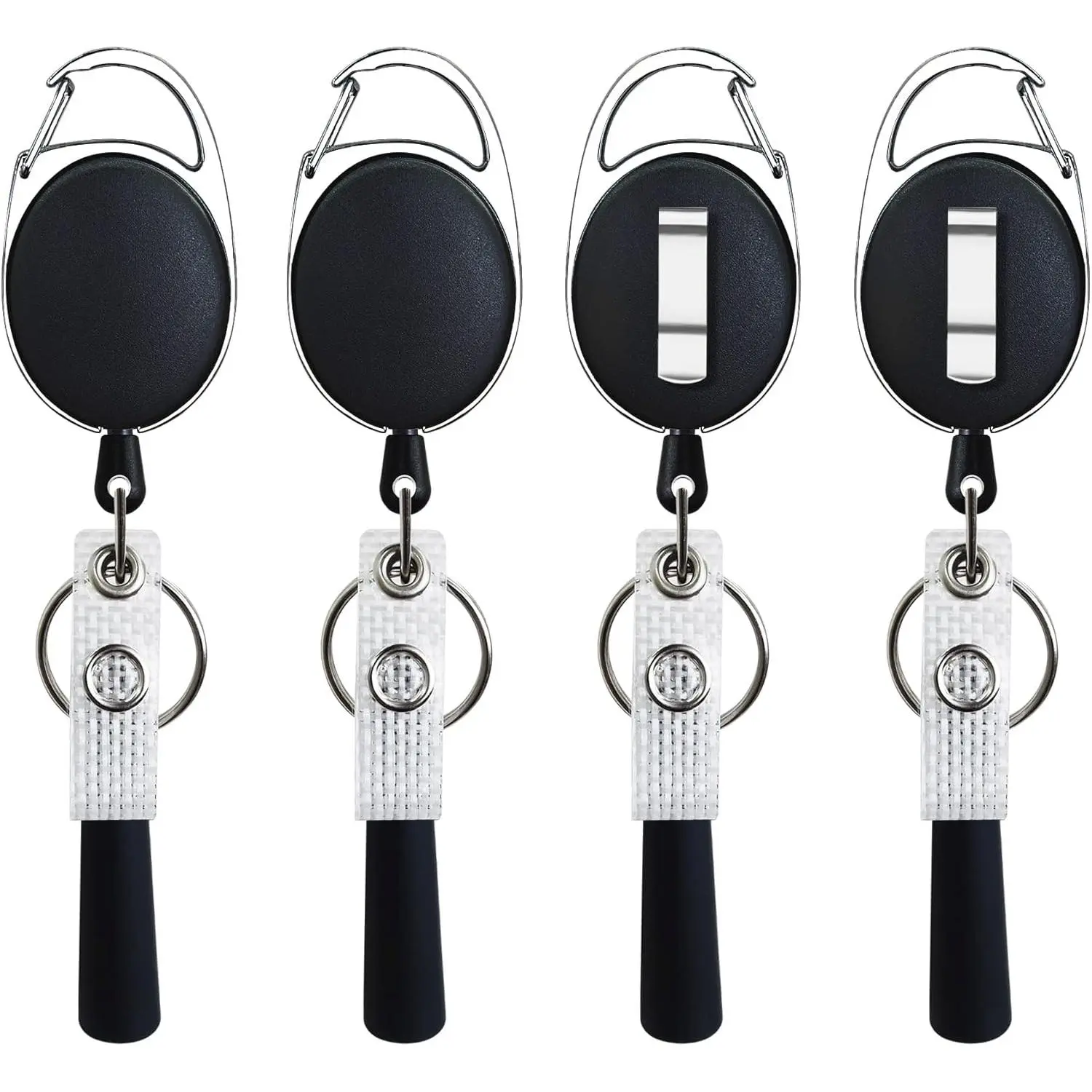 4 Pack Retractable Pen Pencil Holder with 24" Steel pull Cord, Ideal for , Carpenters, Mechanics, Architects, Office Workers