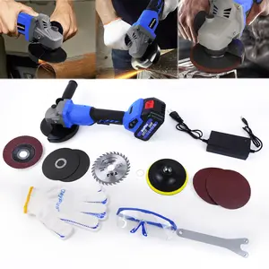 21V Cordless Brushless Angle Grinder 115mm, 10000rpm, with 3.0Ah Lithium-ion Battery and Fast Charger,Cutting &Grinding Wheels, 2-Position Side Handle