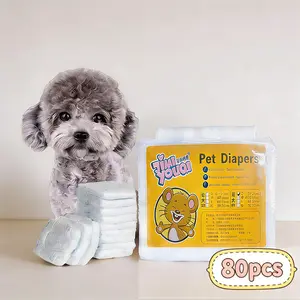 80PCS Waterproof Pet Diaper Leak-proof Design Menstrual Shorts Disposable Puppy Diaper Pants Adjustable Pet Male Dog Diapers wetness indicator S/M/L/XL