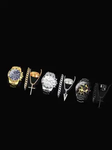 12 men's business fashionable high-end exquisite multifunctional watches, with necklaces, bracelets, and rings, suitable for returning to season, Christmas, and birthday gifts, making them the perfect gift for friends