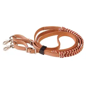 REINS LIGHT LEATHER W/NATURAL + TAN LACED RAWHIDE