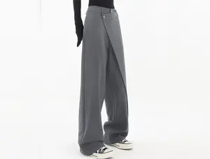 Irregular Wide-leg Pants Ins Fashion Loose Trousers Women's Clothing
