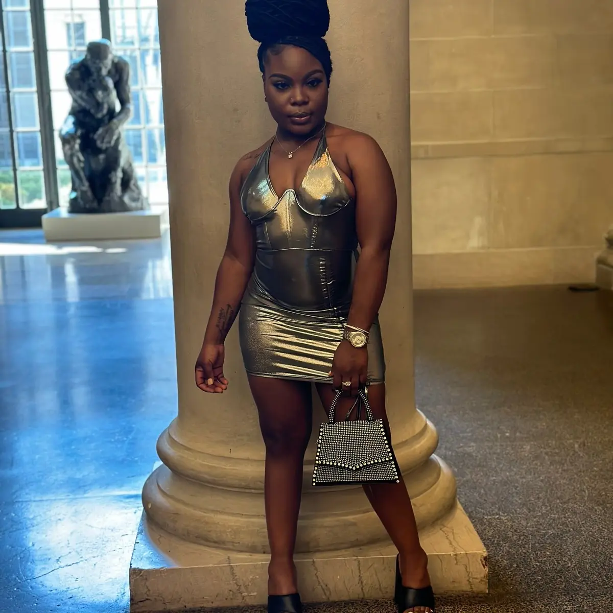 Chrome halter dress