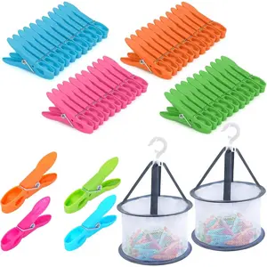 48 Pieces Wash Clothespin 2 One Gray Mesh Bag Windproof Inner Clothespin Clothes Pin Clothespin Free Clip, Colored Plastic Clothespin, Heavy Duty Laundry Clothespin, Mini Air Drying Clothespin Suit, Towel Food Packaging Small Color Clothespin