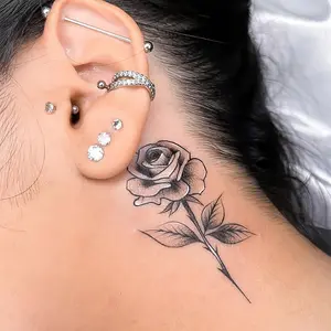 Bold Avant-Garde Holiday Black Rose Temporary Tattoo Stickers - Fake Tattoos for Body Art Modeling (Beauty & Personal Care)