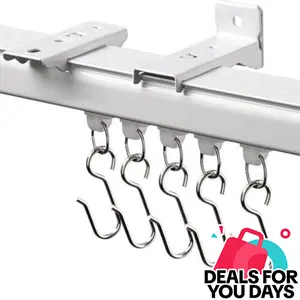INOVADAY Curtain Slide Rails With Silent Strips, Ceiling And Wall-Mounted Curtain Rails, Three Types Of Hooks Are Available For Use In Bedrooms, Living Rooms And Bathrooms