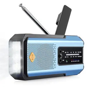 Portable Hand Crank Radio, Multifunctional AM/FM NOAA Weather Radio with Solar Panel & Flashlight, Emergency Radio for Indoor & Outdoor Use, Camping, Hiking