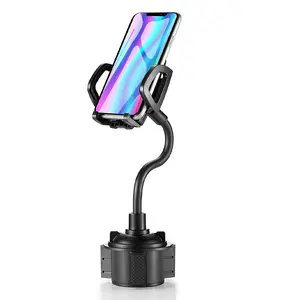 Cup Base Phone Mount for Car/Truck, 360° Adjustable Gooseneck w/Anti-Shake Clip, Universal Car Phone Holder for iPhone/Samsung/Pixel All 4.0-7.0" Devices