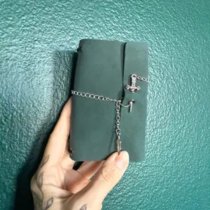 Small travelers journal - handmade - faux leather - sword closure - refillable