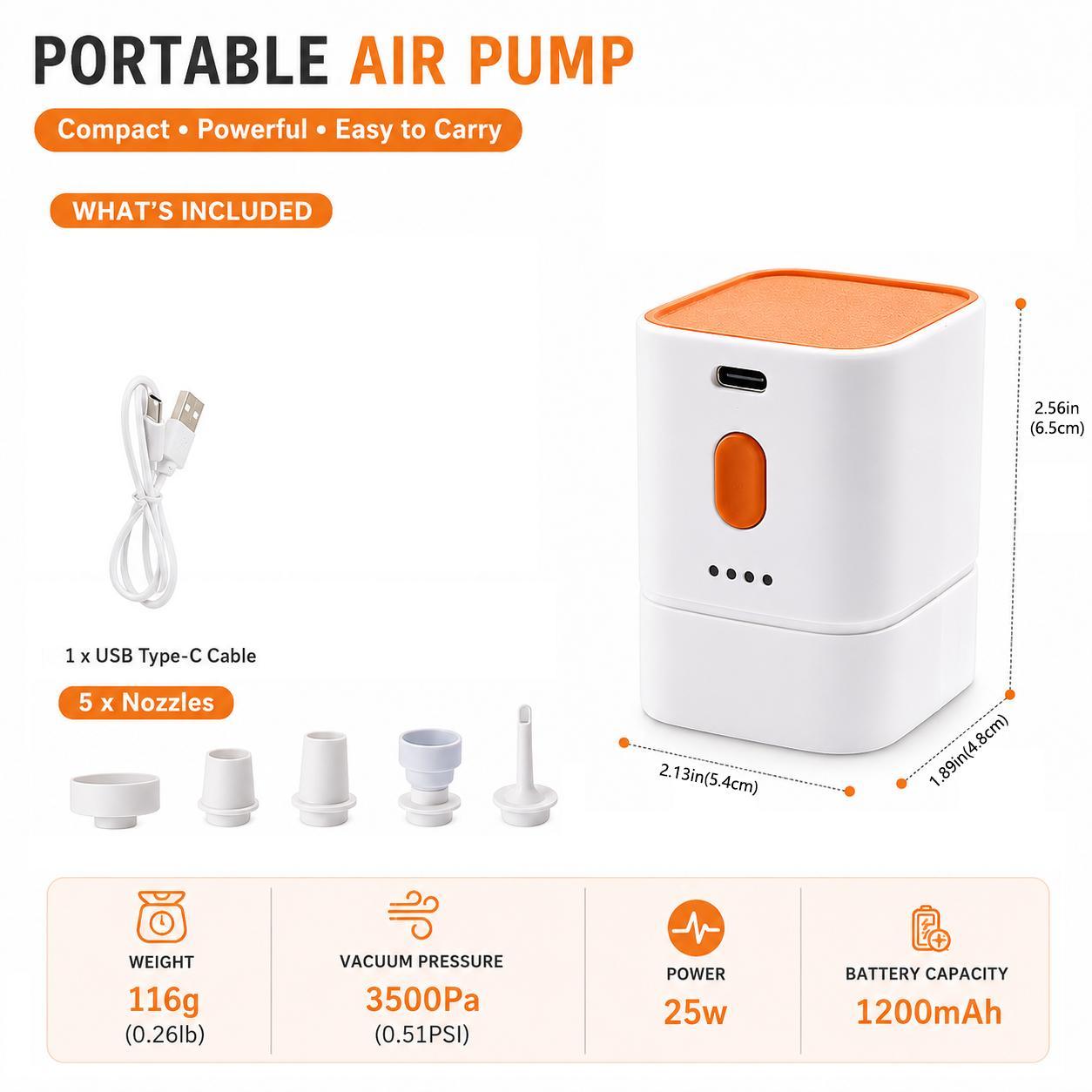 【DealsForYouDays】Snofrid Portable Mini Air Pump for Air Mattress & Pool Floats, Fast Inflate & Deflate Camping