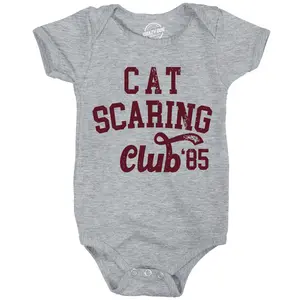 Cat Scaring Club Baby Bodysuit Funny Cute Afraid Kitten Joke Jumper for Infants Funny Baby Onesies Sarcastic Clothes for Baby Funny Cat Onesie Novelty Onesie Light Grey