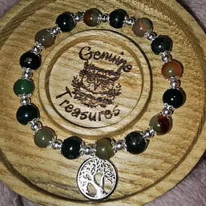 Peacock and Moss Agate Tree of life bracelet