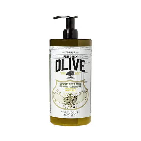 Shower Gel for Dry Skin, Moisturizing Body Wash Cleanser Made with Pure Greek Olive Oil, Hydrating and Nourishing Bath Soap for Smooth, Supple Skin, 1 Liter | KORRES  Body Care