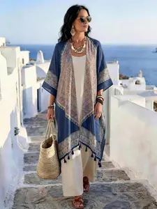 Elegant Bohemian Fashion Shawl for Women, Boho Style Shawl, Tassel Decor Wrap Shawl, Loose Fit Conceals Fat, Versatile for Beach, Commute, Dates, Perfect Styling for All Seasons