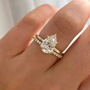 Maxine 3.5Ct 2PC Pear Cut Engagement Ring Set,5A Cubic Zirconia Bridal Ring Set,Women's Ring Jewelry,Wedding Ring Set for Daily,Travel,Proposal,Birthday,Anniversary