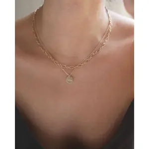 L&S Halo Chain Necklace SET with Disc Necklace