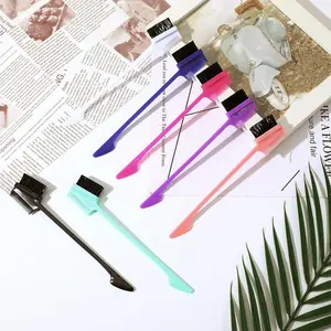 【If your package does not include this gift, please contact the seller first】3 in 1 Double Sided Edge Control Hair Brush Comb 3 in 1 Hair Edge Brush with Soft Bristles Smooth Brushes Hairs Comb HairStyling Set Rat Tail Combs Natural Eyebrow Brushes