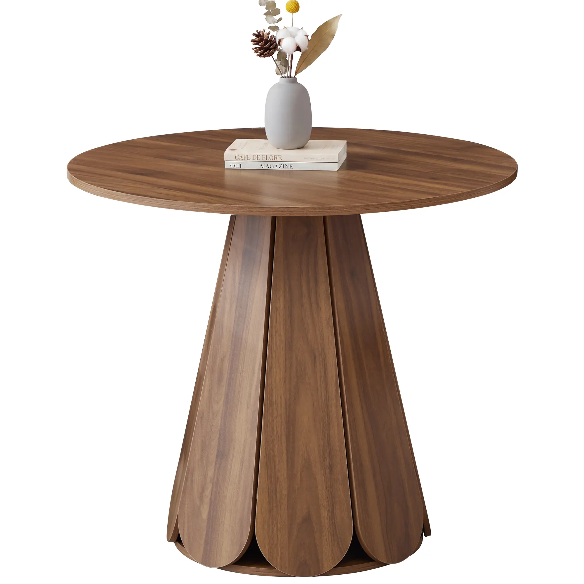 Giratree 31.5'' Round Dining Table for 2-4 People, Small Farmhouse Kitchen Table with Petal Pedestal Base for Dining Room, Apartment and Small Spaces