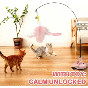 2-in-1 Suction Cup Cat Teaser Wand - Powerful Interactive Feather Toy for Solo & Handheld Play