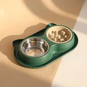 Stainless Steel Pet Slow Feeder Bowl, Non-Slip Base, Suitable for Small Dogs and Cats, Easy to Clean, Food and Water Dish