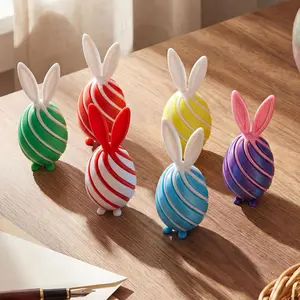 Easter Basket Stuffer Filler 3D Printed Spiral Fidget Easter Bunny Eggs Gift Colorful Fractal Fidget Whirling Spiral Egg Shaped for Relax Anxiety Gift Party Favors