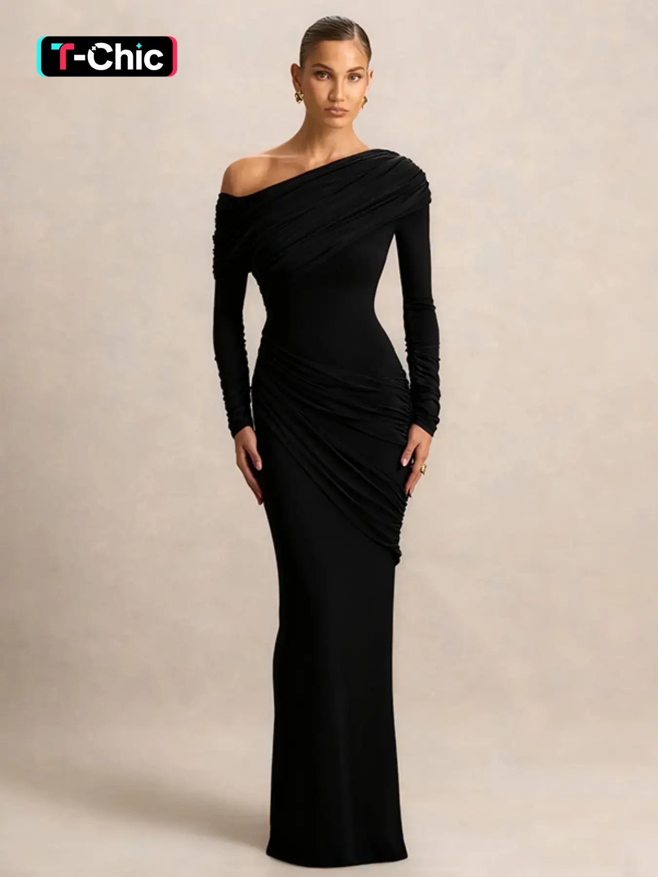 asymmetric lace satin dress Catherine asymmetrical pleated maxi dress in Red, XL / Red main image 1