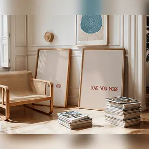 Love You More Print Set Red Typography Modern Valentine'sday Poster Minimalist Couple Wall Art Abstract Shapes Wall Art