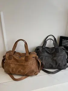 Large capacity travel tote bag, solid color handbag, zipper closure, fashionable and versatile, casual and simple, suitable for college students, school trips, travel, fitness, men's and women's travel bags