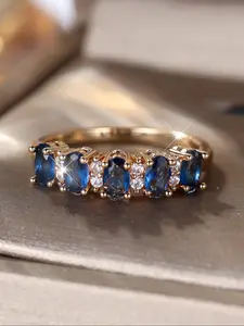 Luxury Egg Shaped Sparkling Zircon Inlay Ring, Artificial Gemstone Ring, Fashion Accessories for Women & Girls, Trendy All-match & Exquisite Jewelry for Birthday Gift