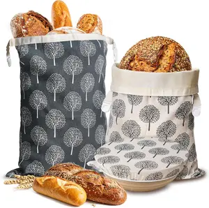 2 Pack  Beeswax Bread Bags,  Beeswax Bread Bag for Homemade Sourdough & Cotton Proofing Bowl Cover, Sourdough Storage Bags for Freshness, Freezer Safe, Bakery Essentials