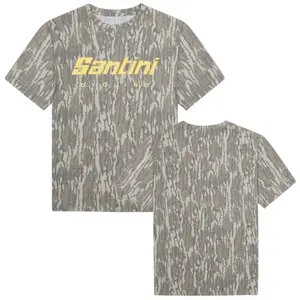 Santini Mens Camo Cycling Graphic T-Shirt, Wood Bark Pattern Tee, Santini Unisex Camouflage Cycling Shirt, Olive Green Tree Bark Design