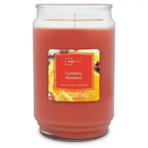 Cranberry and Mandarin Fragrance Single-Wick Large Glass Jar Candle, 20 oz