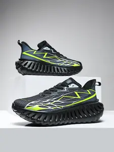 Men's Sporty Lace Up Running Shoes, Casual Breathable Lightweight Mesh Sneakers, Outdoor Running Shoes, Fashionable Sneakers for Daily Wear, Road Running Shoes, Running Athletic Shoes, Sports Running Shoes