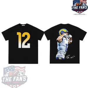 Puka Nacua 12 Acid Washed Unisex Oversized Cotton T-Shirt Hoodie, The Rams T-Shirt Hoodie,The Puka Shirt The Fan's Kit, Sunday Football Outfit, Football Kit , Football Graphic Tee, Vintage Football Shirt, Game Day Hoodie T Shirt