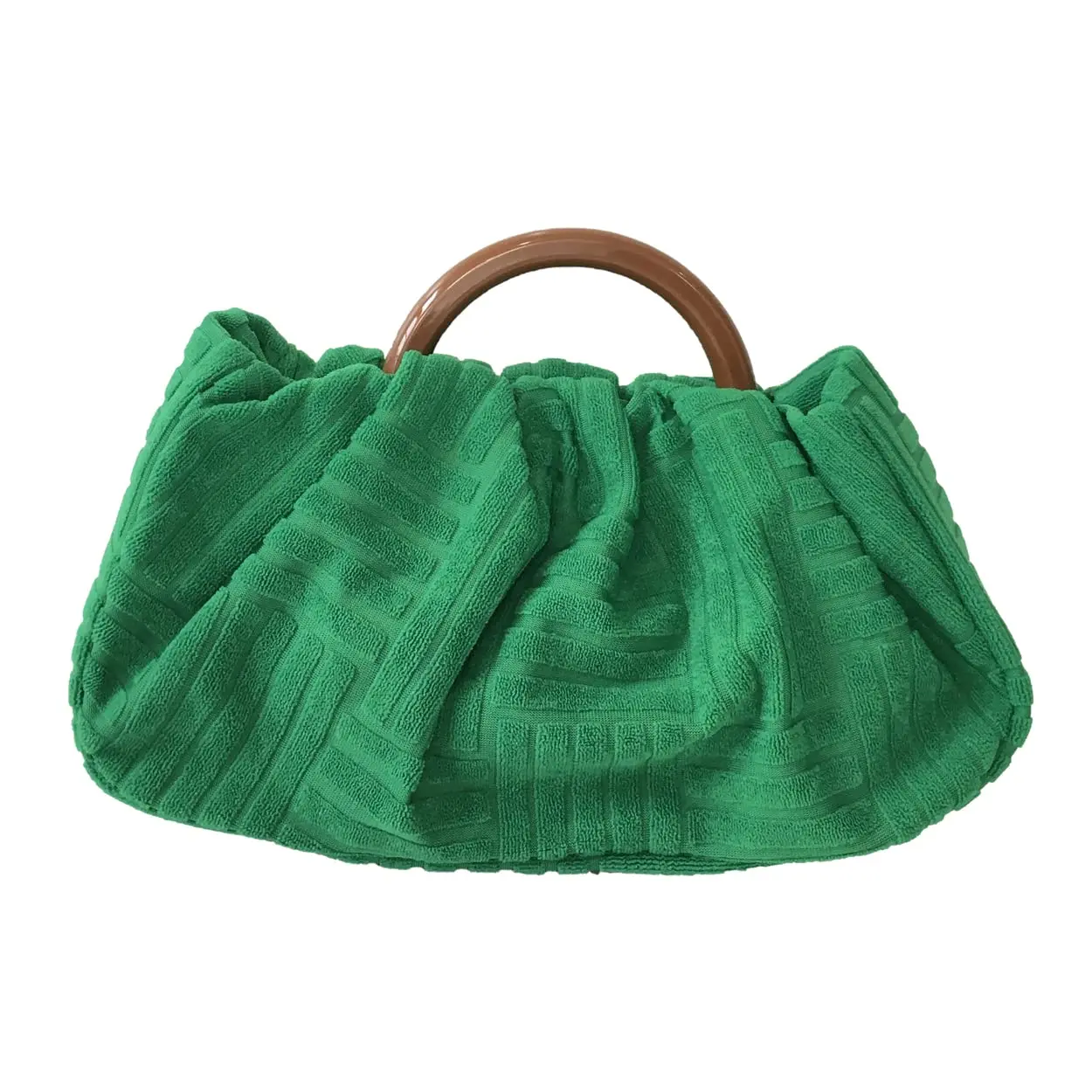 Fashion Culture Women's Bright Green Adele Fabric Clutch - Geometric Embossed Bar Pouchette, Top Handle Handbag, Multi-Function, Simple Chic Design, Suitable for Casual & Evening Use, Embossed Bars, Fashionable Bags