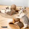 Cool Arch Bridge & Ball Scratcher Pad Durable Natural Sisal Rope with Wood Stand, Wear Resistant Scratching Post for Indoor Home Cats, Stylish Cat Accessories for Play and Scratching