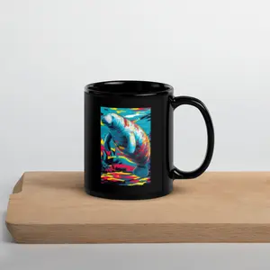 Pop Art Manatee Black Glossy Mug