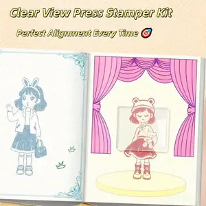 DIY Girl's Dress-Up Stamping Kit | 28Pcs Kawaii Y2K Clear Seals with Color Ink Pads & Journal | Aesthetic Stationeries Set for Creative Journaling, Scrapbooking & DIY Crafts