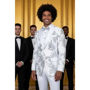 Nolara Blazer Floral Collar Menswear Coat with Long Sleeves and Pants in Black Tuxedo Formal Attire Suits Workwear Wetsuit