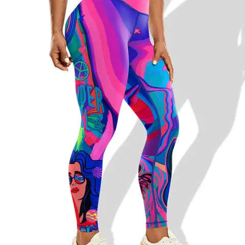 Plus Size All-Over Print Leggings, Athleisure Style Bottoms, Casual Comfy Breathable Skinny Pants for Women, All-Season Yoga Bottoms, Sports Stretchy Leggings, Graphic Print Leggings, Workout Sportswear